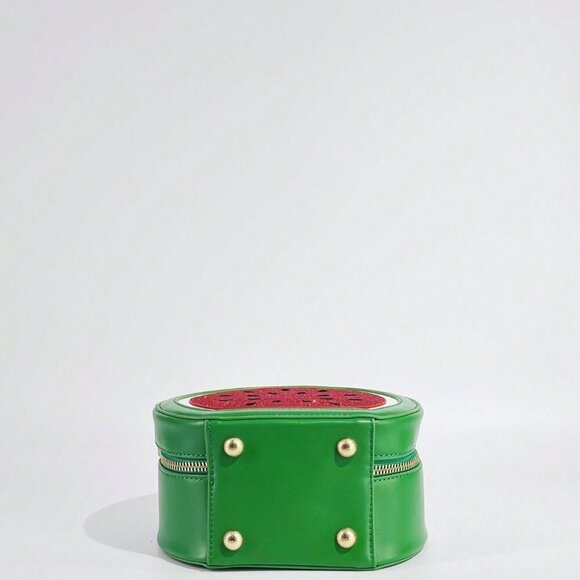 Green Cute Women's Street-Style Y2k Funny Watermelon Shaped Crossbody Bag - Picture 10 of 11
